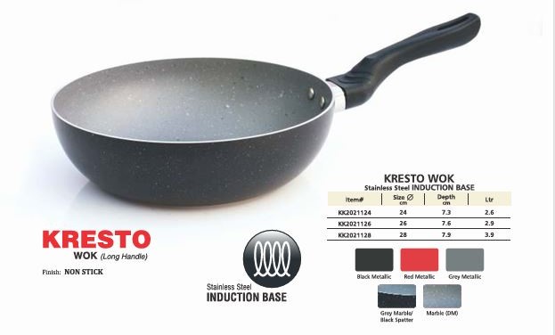 KK Non-Stick Kresto Wok (Induction) (Black) 24CM